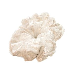 Regular Sized White Crushed Velvet Scrunchie